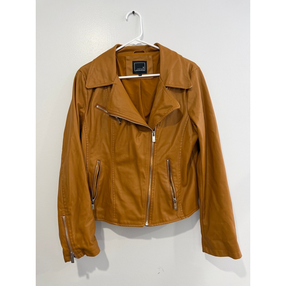 Lily & Lottie Womens Faux Leather Moto Jacket XL